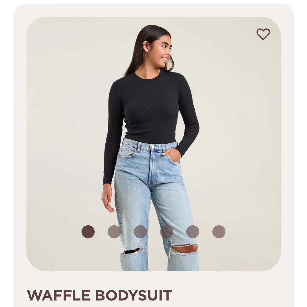 Nuuds Waffle Bodysuit in Black, XS.